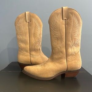 Boulet Tan Suede Western Ciwgirl Boots